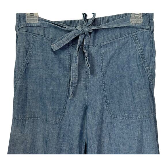 J. Crew Chambray Tie-Waist Pant Blue Classic Wash L0874 Size 4 - Picture 5 of 12
